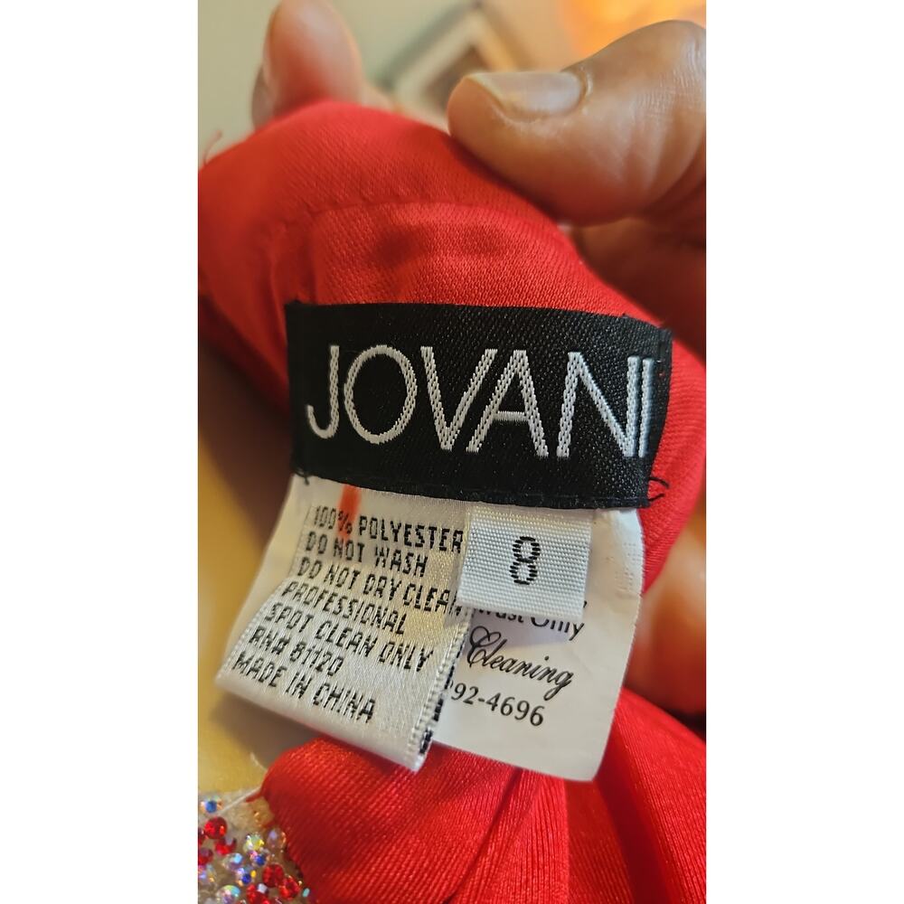 JOVANI - Spaghetti Strap Gown with Side Lace-Up Detail - Picture 4 of 5